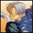 Pixelated anime-style character in blue jacket with yellow shirt and gray hair, next to "Anime IM" text on black background.