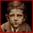 A 48x48 pixel buddy icon split into two frames showing a person on the left and red text on the right, with no visible animation between frames.