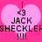 Pink background with two overlapping light pink hearts, black text reading 'I <3 JACK SHECKLERS!!!' in pixelated font.
