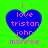 Four identical blue heart-shaped icons with pink text on a green background, each displaying 'i love tristan john monroe' in pixelated font.