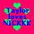 Pixelated icon with bright pink background, green hearts, and blue text reading "Taylor loves NICKKK" in four identical sections.