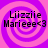 Four identical display 'Liizzie Mariee<3' text over a pink and purple spiral background with no visible animation changes