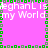 Pixelated text 'LeighanL is my World' repeated across a pink background with green and gray border elements.