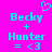 Pixelated cyan text and symbols on bright pink background with heart symbol above 'Becky' in left
