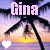 nine shows a tropical sunset scene with palm trees, where the text 'Gina' and heart symbols change color between white and pink across frames