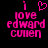 Pixelated pink text and heart symbol on black background, with one version showing a heart above 'i love edward culien' and another without the heart.
