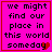Four identical pink with black text and red borders display "we might find our place in this world someday" alongside a small red heart symbol
