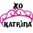 Pixelated icon with black text 'XO' above a pink crown and 'KATRINA' below, all on white background.