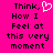 Pixelated text on bright pink background with a white heart symbol replacing the comma in 'Think,'.