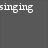 Pixelated text fragments appear on a dark gray background, with 'singing' at top-left, 'in' at top-right, and 'the rain' at bottom center.