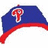 A blue and red baseball cap with a large white-outlined red 'P' logo on the front, viewed from an angle against a plain background.
