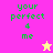Pixelated text 'your perfect 4 me' in green on pink and yellow backgrounds with a star icon changing color between frames.