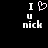 Pixelated text and heart symbol on black background with one frame showing a pink heart and another showing a white heart.
