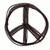 Three identical peace sign icons arranged in a , each with dark brown outline and white interior on light background