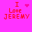 Pixelated red text on bright pink background reads "I Love JEREMY" with a heart symbol replacing the word "love" in one frame and a starburst in another.