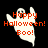 Pixelated ghost icon with orange text 'Happy Halloween! Boo!' on black background, showing three color variations.