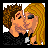 Pixelated cartoon couple kissing with text panels in a 2x2 contact sheet layout, showing three distinct frames of an animated icon sequence.