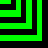 Static geometric pattern of alternating bright green and black L-shaped segments forming a continuous maze-like structure on a solid background.