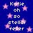 Blue background with pink stars and repeated white text reading "Katie oh so stellar feller" in a pattern