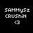 Four display identical pixelated text and symbol on black, dark blue, light blue, and medium blue backgrounds