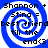 Blue and white spiral background with black text reading "Shannon + Stina = best friend till the end<3" in four identical quadrants.
