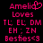 Pixelated pink text on black background with heart symbol replacing 'i' in Amelie, repeated across two side-by-side