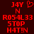 Red pixelated text and symbols on dark red background, with one version showing a heart symbol and another showing a solid 'N' below 'J4Y'.