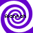 Four identical purple and white spiral patterns arranged in a , each with the text 'Alannah' overlaid in black pixelated font