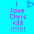 Pixelated text and symbols on a bright cyan background with pink and blue elements.