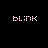 Animated contact sheet of a pink and white pixel art icon showing sequential text changes from 'BLNK' to 'BLNK L82', with heart symbols appearing in later frames against black background.