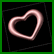A 2x2 contact sheet of an animated AIM buddy icon showing a glowing heart animation and text, with the third frame missing its content.