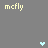 Pixelated text 'mcfly' in yellow and light blue appears alongside matching heart symbols on a gray background.