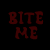 Red pixelated text "BITE ME" appears in four positions on a black background with one gray rectangle, showing animation progression.