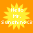 Yellow sunburst-shaped icon with white text "Hello Mr. Sunshine<3" on orange background, four identical copies arranged in a