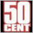 Static 48x48 pixel icon featuring red text "50 CENT" on a white background with dark borders, rendered in blocky low-resolution style typical of early instant messaging icons.