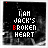 A 48x48 pixel animated contact sheet showing 17 frames of a buddy icon with text "I AM JACK'S BROKEN HEART" and red heart fragments animating across the screen on a dark smoky background.