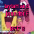 Pixelated image with pink text overlays on a colorful background featuring cartoon characters.
