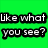 Green and gray background with pixelated text reading 'Like what you see?', 'Call', '555-YOU', and '-WISH' in black and white.