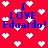 Red background with white pixelated hearts and blue text reading "I LOVE Eduardo!" in two identical sections.