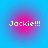 Four identical pixelated text displays reading "Jackie!!!" on pink and blue gradient backgrounds with soft circular halos.