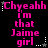 Pixelated pink text on black background reads "Chyeah I'm that Jaime girl" with white star and dot accents, repeated in a pattern