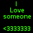 Green pixelated text on black background repeats 'Love someone' and '<3333333' in a pattern with vertical lines separating sections
