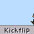 Pixelated skater character in blue helmet and dark shirt performing kickflip animation across with skateboard