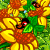 Animated contact sheet of two frames showing a ladybug on sunflowers with subtle motion changes between frames.
