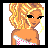 Pixel art animated contact sheet showing a cartoon woman's face, torso, and legs in separate frames with text frames below.