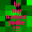 Pixelated green and black checkered background with pink text reading 'hi my names jodie !!!' in two vertical