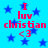 Blue background with scattered dark blue stars and red text reading 'I luv christian <3' in two vertical