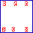 Pixelated red 'REDSOX' text in blue rectangular border with scattered red and blue pixels, some frames showing heart symbols above or below the text.