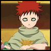 Red-haired anime character with pale eyes wears light green cowl, holds golden star-shaped object, seated against brown and yellow background.
