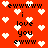 Red background with white pixelated hearts and black text reading 'i love you' in a repeating pattern.